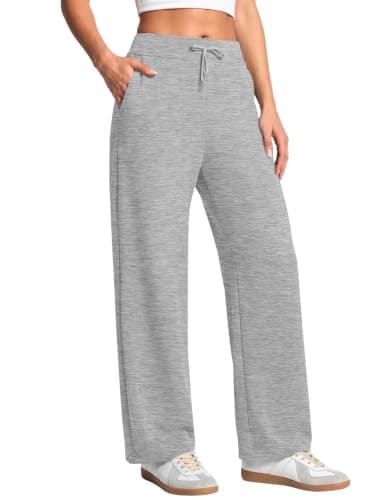 LOMON Wide Leg Sweatpants for Women High Waisted Lounge Joggers Womens Altletic Yoga Sweat Pants Fall Outfits Light Grey XS - Image 1