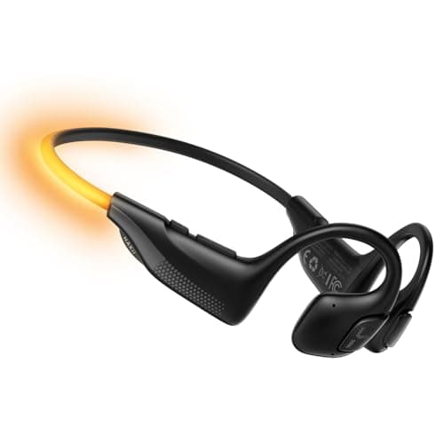 HAKII Light 2 Open Ear Headphones, IPX5 Running Headphone with 180° Ultra-Bright Beacon String, BT 6.0, 16H Playtime, Air Conduction Headphones Open Ear Earbuds for Fitness, Cycling, Outdoor - Orange - Image 1