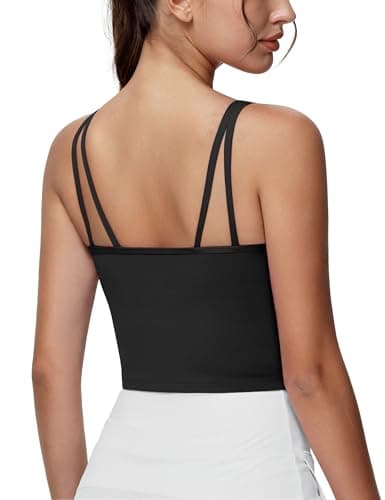 THE GYM PEOPLE Women's Longline Sports Bra Removable Padded Wireless Workout Yoga Tank Tops Black - Image 1