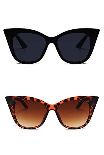 EASYHAUTE Cat Eye Sunglasses for Women, 90s Designer Retro Cateye Sun Glasses Fashion Style with UV400 Protection, Trendy Shell Frame (Black/Tortoise) - Image 1