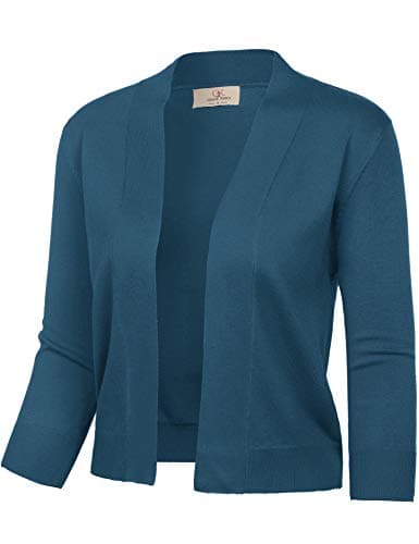 GRACE KARIN Stylish Lightweight Shrug Cardigan Plus Size Cropped Bolero for Junior (Cerulean,XL) - Image 1