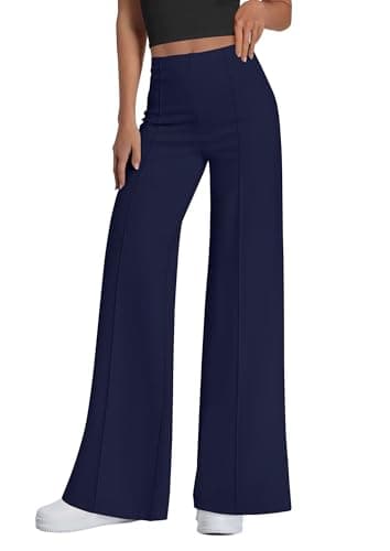 PRETTYGARDEN Women's Wide Leg Palazzo Pants 2026 Dressy Casual Lounge Workout Sweatpants High Waisted Trousers(Navy Blue,XX-Large) - Image 1