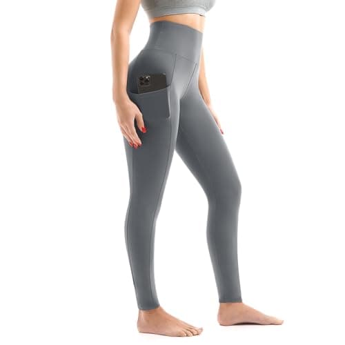 Walifrey Leggings with Pockets for Women, High Waisted Buttery Soft Womens Leggings for Gym Yoga Workout (Grey XXL) - Image 1