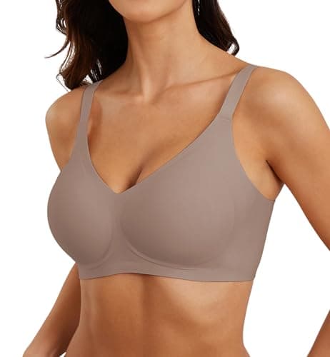 POSESHE Womens Comfortable Bras Wireless Full Coverage Bralettes Seamless Tshirts Bras Push Up Bra with Extender Coffee - Image 1