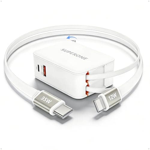 SUPERONE 4-in-1 Retractable Wall Charger, 35W PD Fast Charger with 3.3ft Cable (Longest on Market), GaN6 USB-C Plug Block for iPhone 17/16/15 Samsung Galaxy iPad Pixel - Image 1