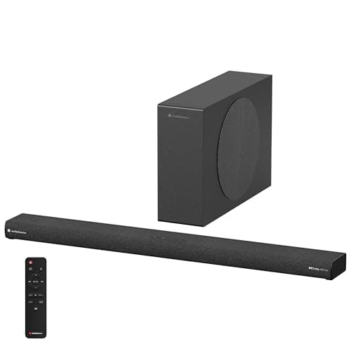 Audiosource 2.1 Soundbar, Wireless Subwoofer w/Dolby Atmos, Bluetooth Streaming for Smart TV and Multi-Devices, Compact Design, 240W Max Output, Remote Control Included, AS201