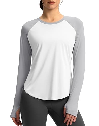 Soothfeel Womens Sun Shirts UPF 50+ UV Protection Lightweight Quick Dry Long Sleeve Workout Hiking Tops Outdoor White Grey M - Image 1
