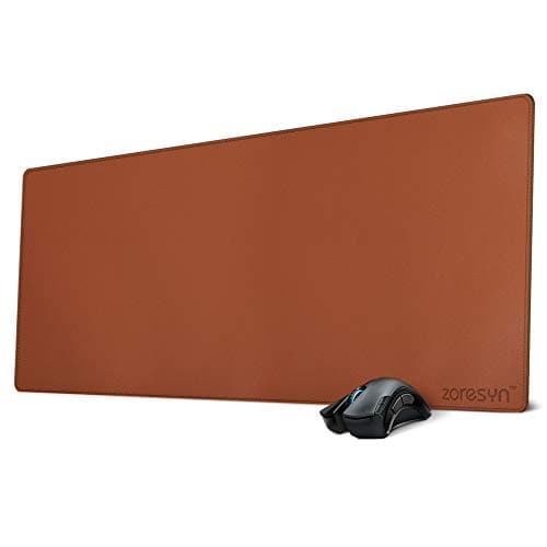 ZORESYN Large Desk Mat 35.4" x 15.8", PU Leather Desk Pad, Waterproof Mouse Pad & Writing Mat for Office, Home & Gaming (Brown) - Image 1