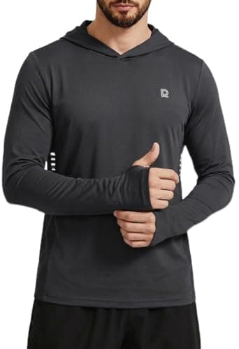 DAXIANG Men's Sun Hoodie UPF 50+ Fishing Shirt Sun Protection Long Sleeve Rash Guard Hiking Outdoor Athletic Quick Dry Shirt M Dark Grey - Image 1