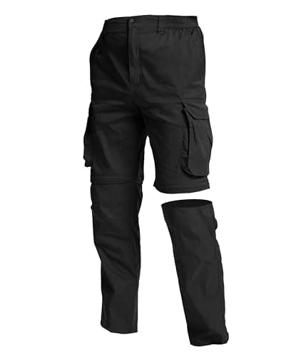 NATUVENIX Hiking Pants Men Quick Dry Convertible Fishing Pants for Men Zip Off Lightweight Mens Cargo Pants Outdoor Travel Black - Image 1