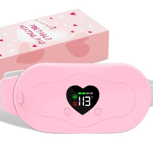 Glyduny Portable Heart Heating Pads, 6 Heat & Massage Modes 3S Fast Heating Electric Cordless Heat Pad, 30/60 Mins Auto Shut Off, Back or Belly Heating Pad Ideal Gift for Women, (Pink-6602) - Image 1