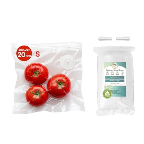 Reusable Vacuum Sealer Bags 20-Pack (Small 8.27x8.66 in) - BPA-Free Double-Seal Leakproof | Compatible with TUITUITA & Major Sealers | Freezer/Microwave/Dishwasher Safe