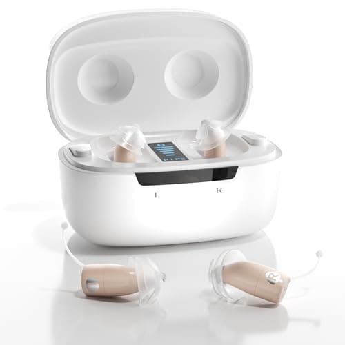 Ceretone SuperMini OTC Hearing Aids for Seniors, Rechargeable Invisible Hearing Aids with Wind Noise Reduction, Auto On/Off, Easy-to-Use Digital Hearing Aids for Mild to Moderate Hearing Loss, Beige - Image 1