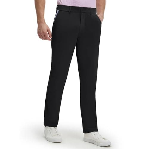 M MAELREG Golf Pants Men Lightweight Quick Dry Slacks 30"/32"/34" Stretch Dress Pants Pocket Casual Travel Business Black - Image 1