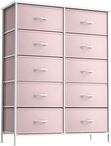 Sorbus Kids Dresser with 10 Drawers - Storage Unit Organizer Chest for Clothes - Bedroom, Kids Room, Nursery, & Closet (Pink, 34 x 12 x 47-10 Drawer) - Image 1