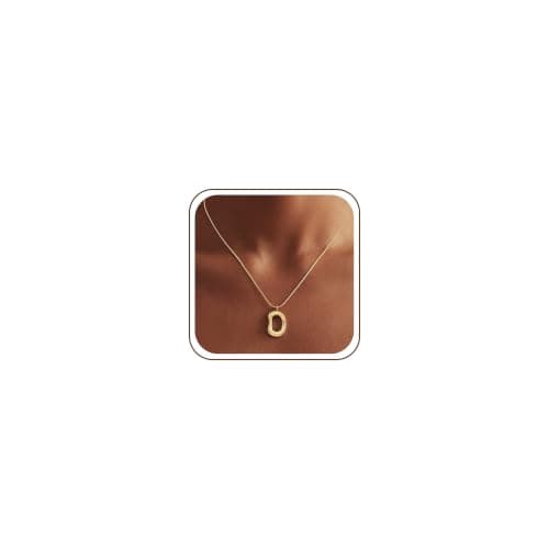 CTEEGN 14K Gold Plated Chunky Snake Chain Necklace for Women, Irregular Oval Pendant Minimalist Dainty Statement Gold Layering Everyday Jewelry - Image 1