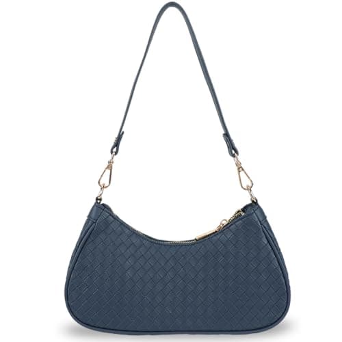 U+U Woven Leather Shoulder Bag for Women, Small Hobo Handbags Retro Purse - Image 1
