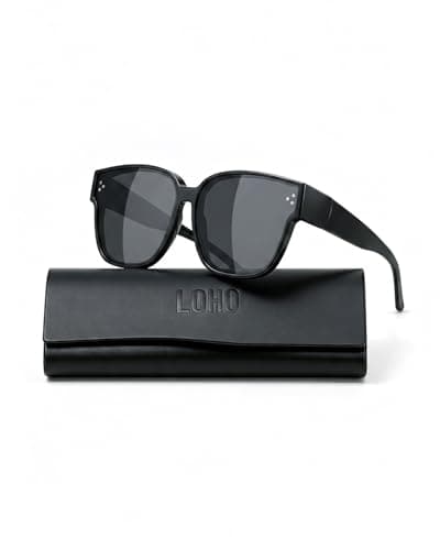 LOHO Polarized Sunglasses Over Glasses Women & Men, Extra Dark Polarized Sunglasses Fit Over Glasses for Women, Large Fit Over Glasses Sunglasses for Women, TR90 Oversized Square Shades UV400 - Image 1