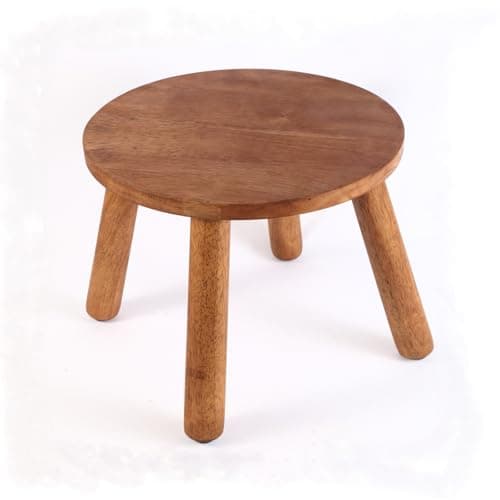 zaowofires Round Solid Wooden Step Stool, Garden Stool,9.3''H,Plant Stool ,Wood Legs Detachable for Plant Stand, Kitchen, Bathroom,Bedroom,Livingroom (Walnut, 9.3inch) - Image 1