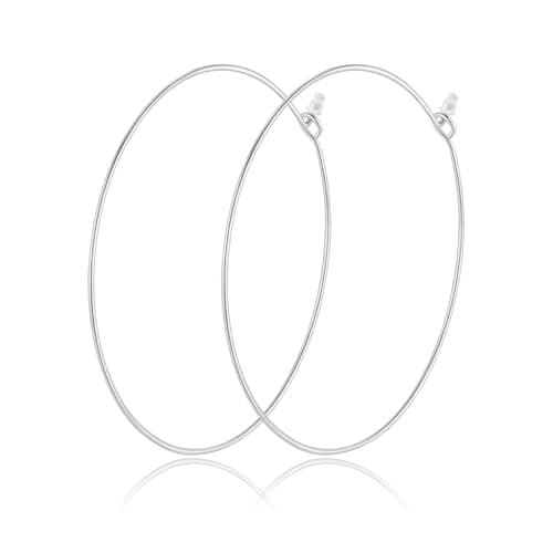 Multipack Dainty Large Thin Gold Hoop Earrings for Women Hypoallergenic Earrings Lightweight 30mm 50mm 60mm 70mm Gold/Silver/Rose Gold Hoop Earrings (1 Pair_20Guage_50mm_Silver) - Image 1