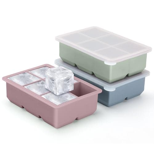Excnorm Silicone Ice Cube Trays 3 Pack - Large Size Silicone Ice Cube Molds with Leak Proof Removable Lid Square Ice Cube Tray And BPA Free for Cocktail,Whiskey, Stackable Flexible Ice - Image 1