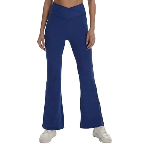 VIPARK Women’s V Crossover High Waisted Flare Yoga Pants Bootcut Wide Leg Leggings Stretch Workout Running Gym Athletic Casual Lounge Work Pants Navy Blue - Image 1