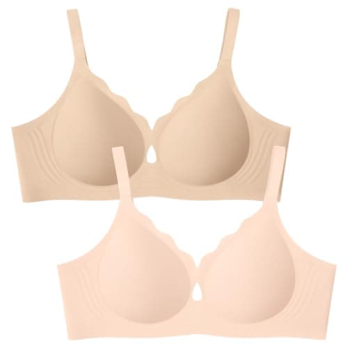 ProKloud Bras for Women No Underwire Wireless Full Coverage Jelly Bras Nude+Skin Medium
