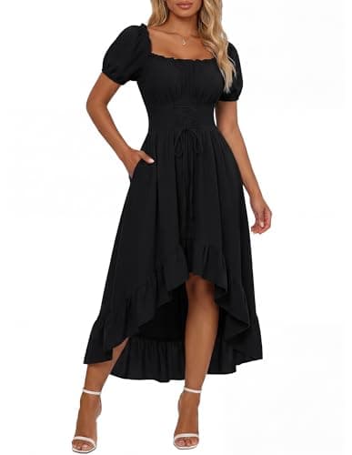 Renaissance Costume Women High Low Summer Corset Dress Black 2XL - Image 1