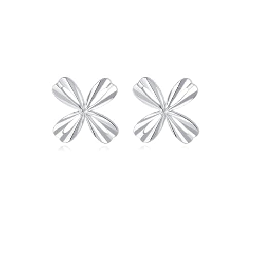 Reffeer Solid 925 Sterling Silver Flower Stud Earrings for Women Embroidery Flower Post Stud Earrings (A-Silver) - Image 1