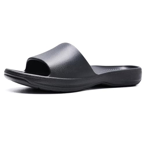 VIVASUN Slides for Women with Arch Support Beach Slides Waterproof Shower Rubber Slide for Indoor and Outdoor,Black - Image 1