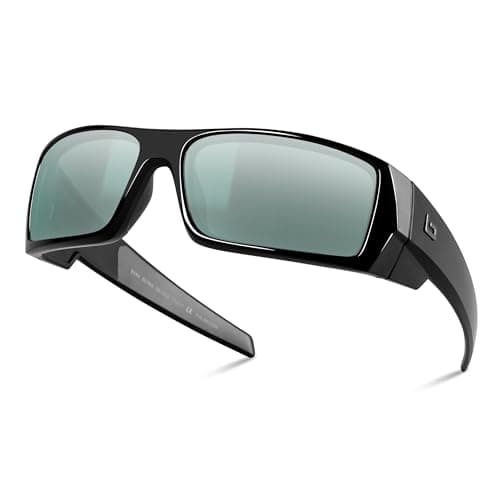 B.N.U.S Polarized Sunglasses for Men with Corning Glass Lens - Scratch-Resistant, Optical Clarity, Premium UV Protection (Black/Silver Mirrored, Non-Polarized) - Image 1