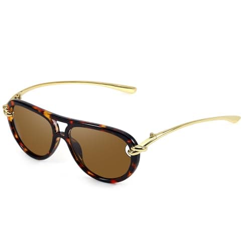 DreamCalf Oversized Aviator Sunglasses for Women with Gold Temples Trendy Large Big Double Bridge 2026 Designer Ladies Shades - Image 1