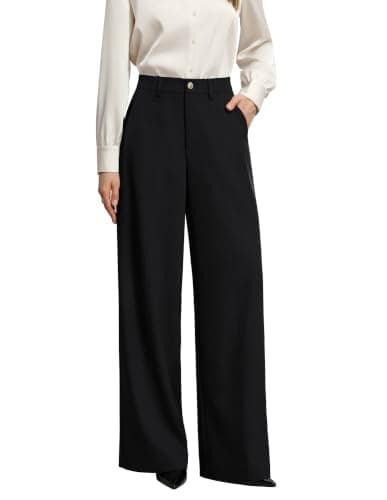 GRACE KARIN Black Pants for Women Anti-Wrinkle Elastic High Waist Pant with Pockets Casual Work Suit Trousers M - Image 1
