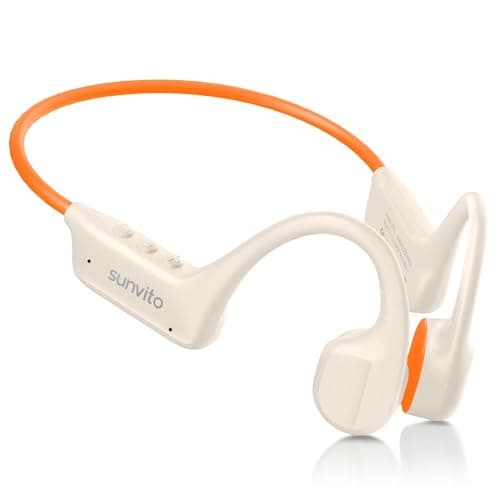 sunvito Bone Conduction Headphones, Open Ear Bluetooth 6.1 Sports Headset with Mic, IPX7 Waterproof Running Headphones with 10H Playtime, Lightweight Comfortable Earphones for Workout, Gym, Orange - Image 1