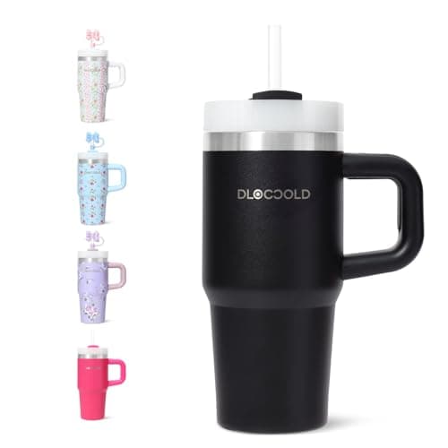 DLOCCOLD 16 oz Stainless Steel Tumbler with Lid and Straw, Double Wall Vacuum Insulated Travel Tumbler with Straw Cover Cap, Reusable Travel Coffee Mug, Cupholder Friendly, Leak Resistant - Image 1