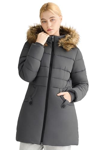 Orolay Womens Warm Winter Puffer Coat Thickened Quilted Long Puffer Coat for Cold Weather Windproof Outdoor Down Coat, Gray, XX-Large - Image 1