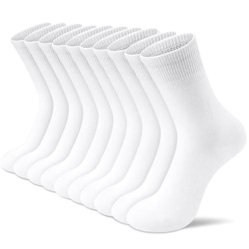 Amutost White Socks for Women – Non-Slip Heel, Breathable & Moisture-Wicking,5-Pack Anti-Slip for Workouts,Casual,Durable Washable Design
