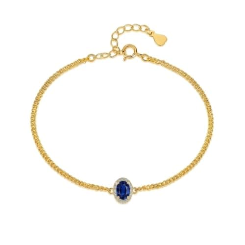 IZZBAT 14K Gold Halo Oval Birthstone Bracelets for Women Yellow Gold Cuban Chain Bracelets for Her Birthday Gifts for Mom Girlfriend - September Birthstone