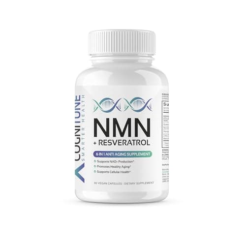 CogniTune NMN Supplement - NMN with Resveratrol, Pterostilbene, Quercetin, Zinc & PQQ for NAD+ Cellular Energy - Longevity Support for Healthy Aging & Brain Function, 1115mg - Image 1