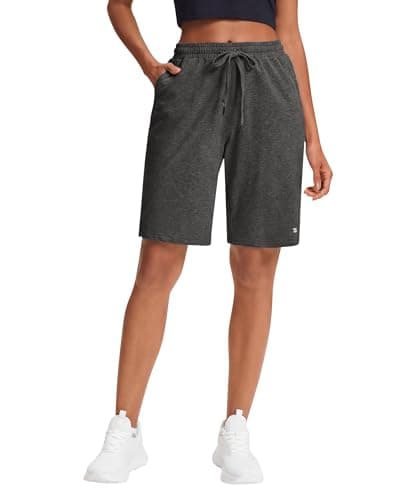 Stelle Women's Cotton Bermuda Shorts 10" Long Knee Length Comfy Sweat Shorts with Deep Pockets Lounge Casual Summer (Heather Charcoal, XS) - Image 1