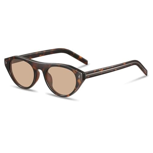 YMRFW Retro Oval Sunglasses for Women Men Trendy Small Cateye Narrow Round Shades UV Protection - Image 1