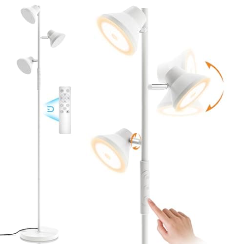 SIBRILLE LED Floor Lamp, 36W Modern Floor Lamp with Remote & Touch Control, 4 Color Temperatures, Standing Lamp with 3 Rotatable Lights, Floor Lamps for Living Room, Bedroom, Office - Image 1