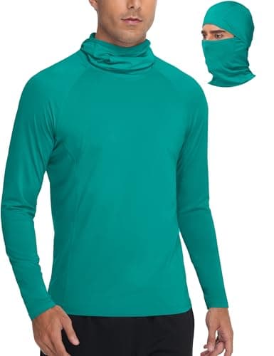 Roadbox Men's UPF 50+ Sun Shirt Long Sleeve Fishing Hoodie, UV Protection Hooded Rash Guard with Mask for Hiking Running - Image 1