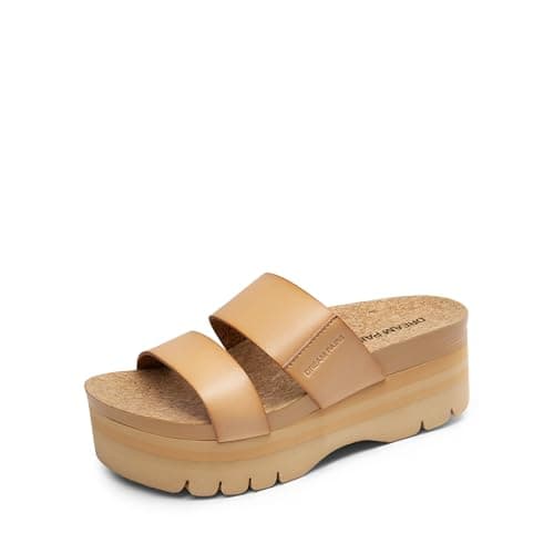 DREAM PAIRS Women's Platform Slides Sandals Comfortable Arch Support Two Strap Slip On Fashion Beach Wedge Sandals,Size 9,Nude,DWUMSS2533 - Image 1