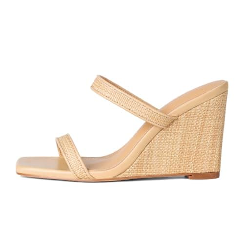 EQAUDES Beach Slides Wedges Sandals for Woman Mules Espadrilles Summer