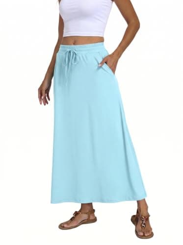 Lepunuo Elastic High Waisted Maxi Skirt for Women - Image 1