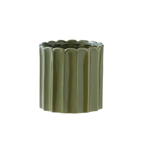 JINNTHE Utensil Holder, Utensil Crock Rustic 5.5 Inch Ceramic Utensil Crock for Countertop, Vintage Green Kitchen Counter Decor Heavy Large Holder for Spatulas, Spoons - Image 1