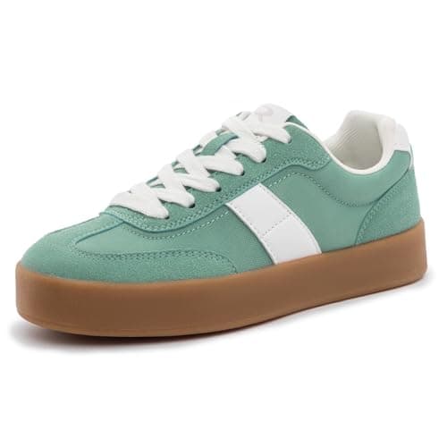 Rihero Platform Sneakers for Women Fashion Retro Green Sneakers Spring Ladies Comfortable Tennis Walking Shoes Size 7 - Image 1
