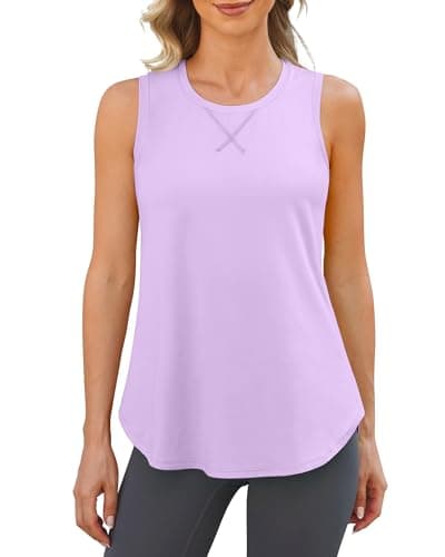 G4Free Sleeveless Workout Shirts Women Loose Long Tank Athletic Lightweight Gym Activewear Summer Yoga Pilates Tops (Purple,M) - Image 1
