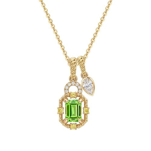MTMY Dainty Gold Necklace for Women, 14K Gold Plated Colorful CZ Pendant Necklace with Removable Charm Stackable Jewelry Gift (Green) - Image 1